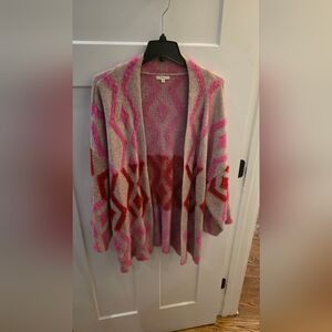 Geometric Patterned Pink and Red Women's Sweater